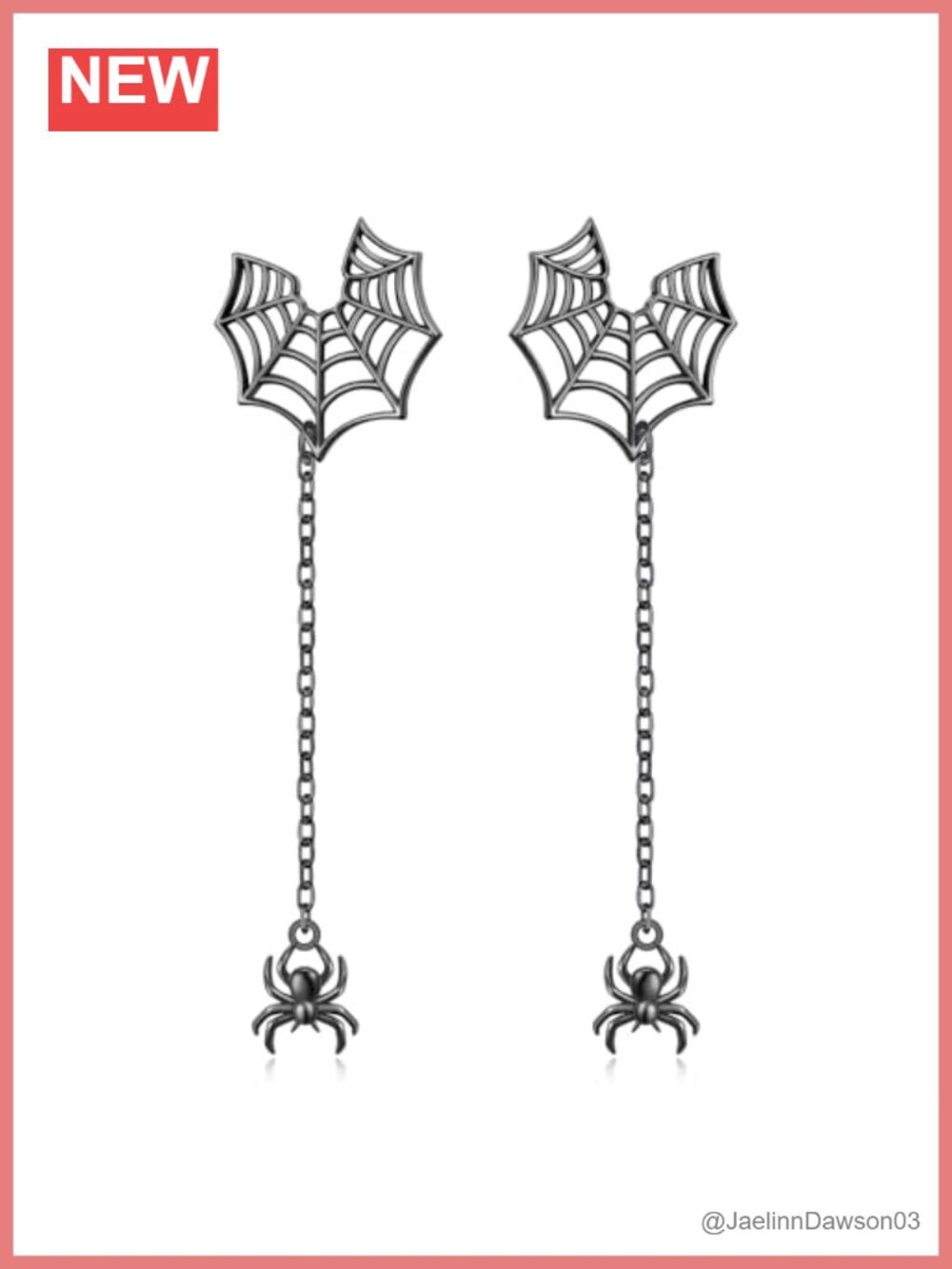 S925 Sterling Silver Spider Web Dangle Drop Earrings Gothic Halloween